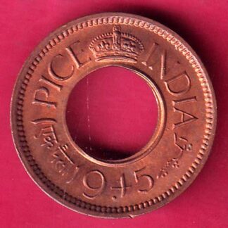 british india king george vi unc 1945 one pice beautiful copper coin - FB9075