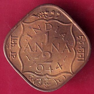 BRITISH INDIA 1944 GEORGE VI 1/2 ANNA COIN - FB9260