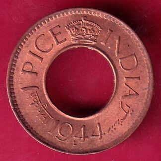 british india king george vi 1944 LAHORE MINT one pice copper coin  - FB9267