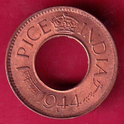 british india king george vi 1944 LAHORE MINT one pice copper coin  - FB9267