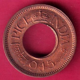 British india king george vi unc 1945 one pice beautiful copper coin - FB9395