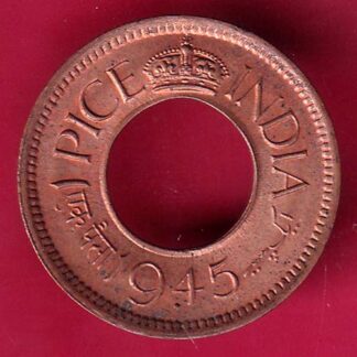 British india king george vi unc 1945 one pice beautiful copper coin  – Fb9481