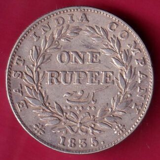 EAST INDIA COMPANY 1835 WILLIAM IIII KING GEORGE ONE RUPEE SILVER COIN – Fb9482