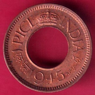 British india king george vi unc 1945 one pice beautiful copper coin - FB9521
