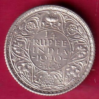 BRITISH INDIA 1940 BOMBAY MINT GEORGE VI 1/4 RUPEE SILVER COIN –F2896