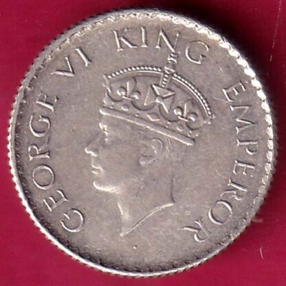 BRITISH INDIA 1940 BOMBAY MINT GEORGE VI 1/4 RUPEE SILVER COIN –F2896 - Image 2