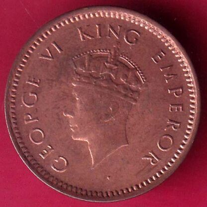 BRITISH INDIA 1939 UNC 1/2 PICE COPPER COIN – F2983 - Image 2