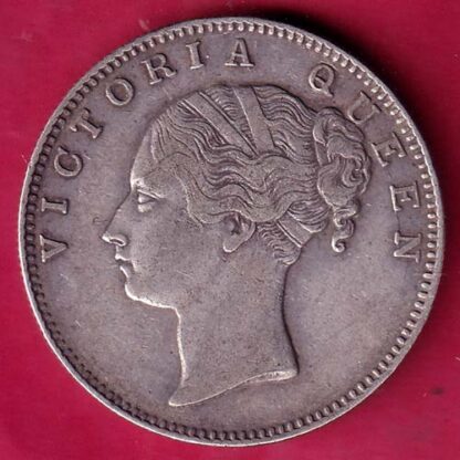 EAST INDIA COMPANY 1840 CONTINIOUS LEGEND VICTORIA QUEEN 1 RUPEE SILVER COIN  – F3065 - Image 2