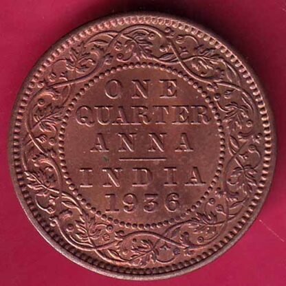 BRITISH INDIA 1936 GEORGE V ONE QUARTER ANNA - F3097