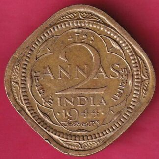 BRITISH INDIA 1944 GEORGE VI 2 ANNA COIN - F3139