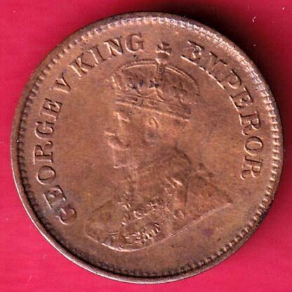BRITISH INDIA 1932 GEORGE V 1/2 PICE COPPER COIN – F3315 - Image 2