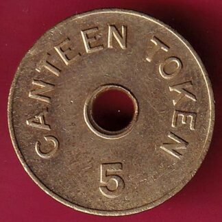 CANTEEN TOKEN: I.G. MINT BOMBAY CANTEEN TOKEN NO.5 – F3321