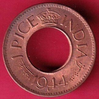 British india king george vi 1944 LAHORE MINT one pice copper coin  – F3330