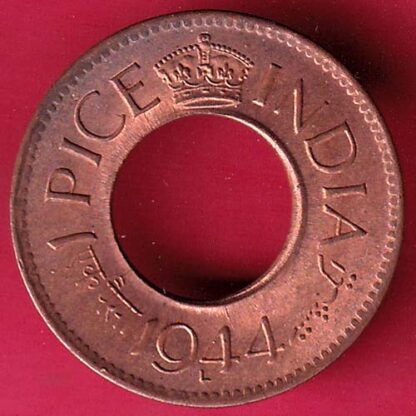 British india king george vi 1944 LAHORE MINT one pice copper coin  – F3330