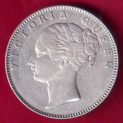 EAST INDIA COMPANY 1840 CONTINIOUS LEGEND VICTORIA QUEEN 1 RUPEE SILVER COIN – FB9568 - Image 2