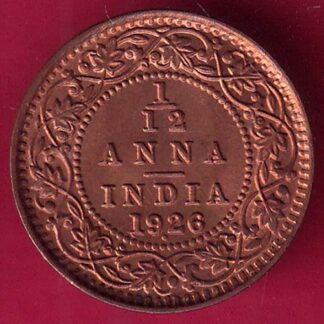 BRITISH INDIA 1926 GEORGE V 1/12 ANNA COPPER COIN - FB9705