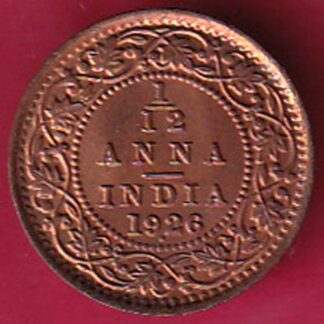 BRITISH INDIA 1926 GEORGE V 1/12 ANNA COPPER COIN - FB9767