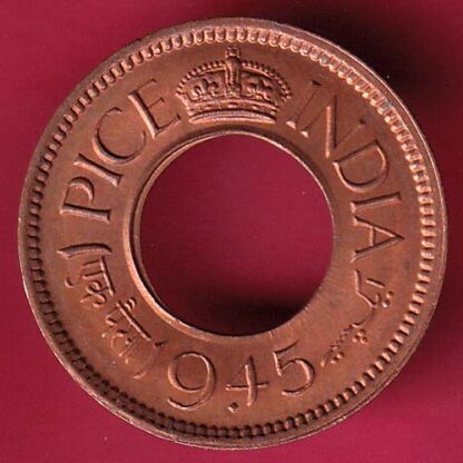 British india king george vi 1945 one pice beautiful copper coin - FB9958