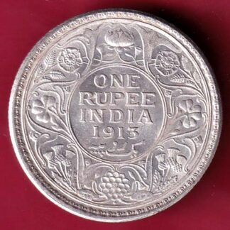 British India 1913 Bombay mint George V ONE RUPEE Silver coin - FC17