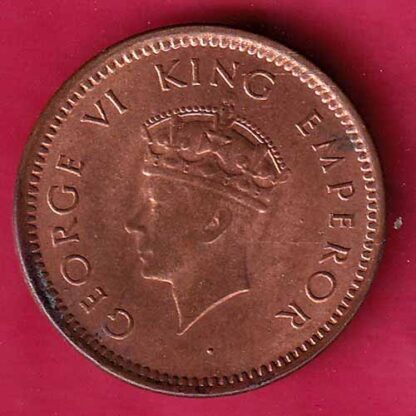 BRITISH INDIA 1939 GEORGE VI 1/2 PICE COPPER COIN – FC248 - Image 2