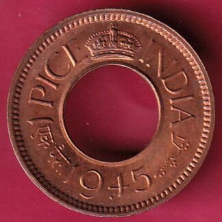 British india king george vi 1945 one pice beautiful copper coin - FC55