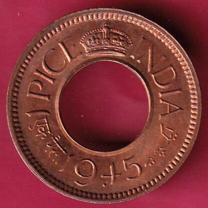 British india king george vi 1945 one pice beautiful copper coin - FC55