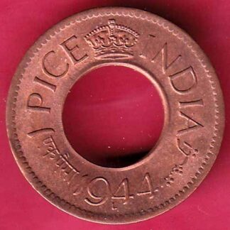 British india king george vi 1944 LAHORE MINT one pice copper coin – F3771