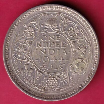 British india 1944 DIAMOND MINT MARK george vi one rupee silver coin – F3840