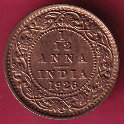 BRITISH INDIA 1926 GEORGE V 1/12 ANNA COPPER COIN – F3847