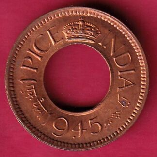 British india king george vi 1945 one pice beautiful copper Coin – F3891
