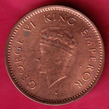 BRITISH INDIA 1939 GEORGE VI 1/2 PICE COPPER COIN – F3903 - Image 2