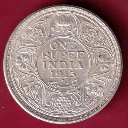 British India 1913 Bombay mint George V ONE RUPEE Silver coin- FC476 - Image 2