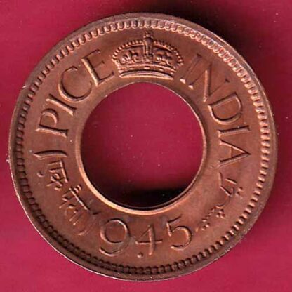 British india king george vi 1945 one pice beautiful copper coin - FC483