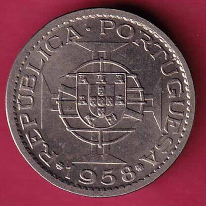 PORTUGUESE INDIA GOA 60 CENTAVOS 1958 COIN– FC530 - Image 2