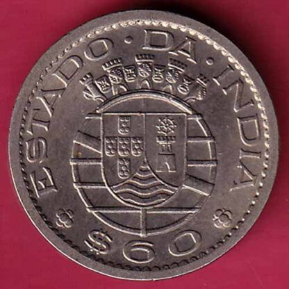 PORTUGUESE INDIA GOA 60 CENTAVOS 1958 COIN– FC530