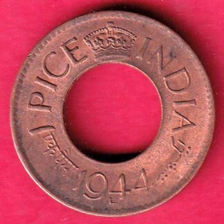 British india king george vi 1944 LAHORE MINT one pice copper coin –F3984