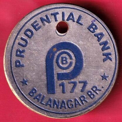 BANK TOKEN : Weight – 2.13 gm PRUDENTIAL BANK BALANAGAR BR.NO.177 TOKEN–F4075