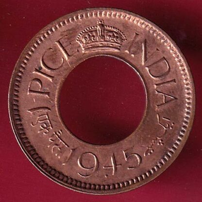 British india king george vi 1945 one pice beautiful copper Coin –F4086