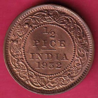 BRITISH INDIA 1932 GEORGE V 1/2 PICE COPPER COIN – FC656