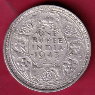 British India 1943 BOMBAY MINT George Vi ONE Rupee Rare Silver coin–FC664