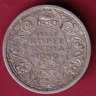 BRITISH INDIA 1939 GEORGE VI HALF RUPEE SILVER COIN – FC753