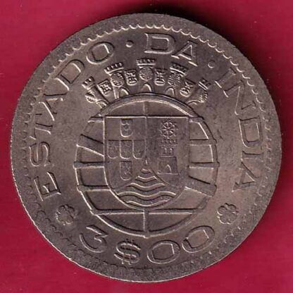 PORTUGUESE INDIA GOA 3 Escudos 1958 COIN - FC783