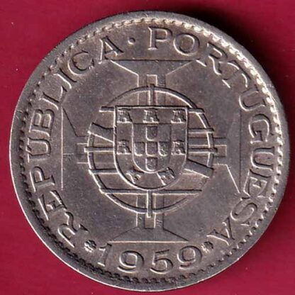 PORTUGUESE INDIA GOA 1 ESCUDO 1959 COIN – FC879 - Image 2