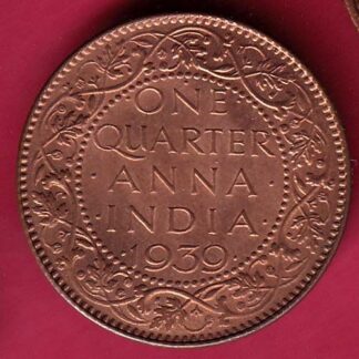 BRITISH INDIA 1939 ONE QURTER ANNA COPPER COIN  –F4144