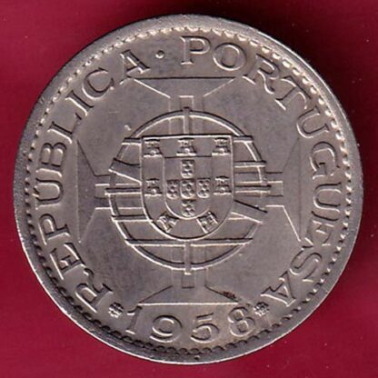 PORTUGUESE INDIA GOA 60 CENTAVOS 1958 COIN  :- F4160 - Image 2