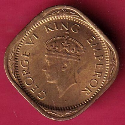 BRITISH INDIA 1944 GEORGE VI 1/2 ANNA COIN  :- F4164 - Image 2