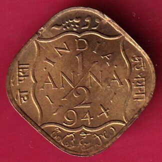 BRITISH INDIA 1944 GEORGE VI 1/2 ANNA COIN  :- F4164