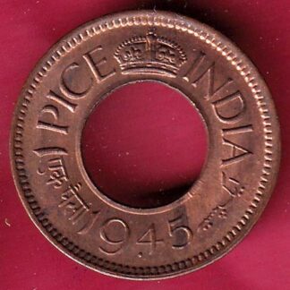 British india king george vi 1945 one pice beautiful copper Coin- F4172