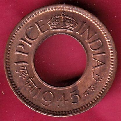 British india king george vi 1945 one pice beautiful copper Coin- F4172