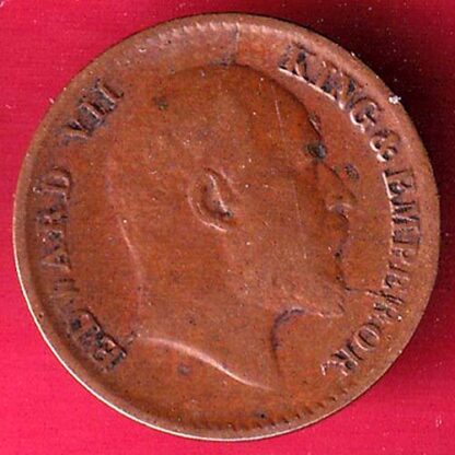 BRITISH INDIA 1907 EDWARD VII KING & EMPEROR 1/12 ANNA  – F4180 - Image 2